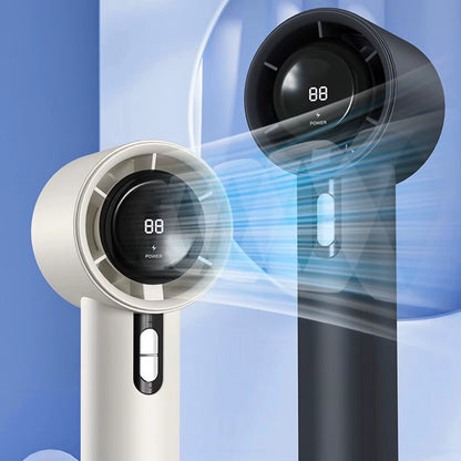 Portable Lightweight Handheld Fan ABS Mini Handheld Fan with USB Charging Digital LED Display Cool Air Guide System100-Speed