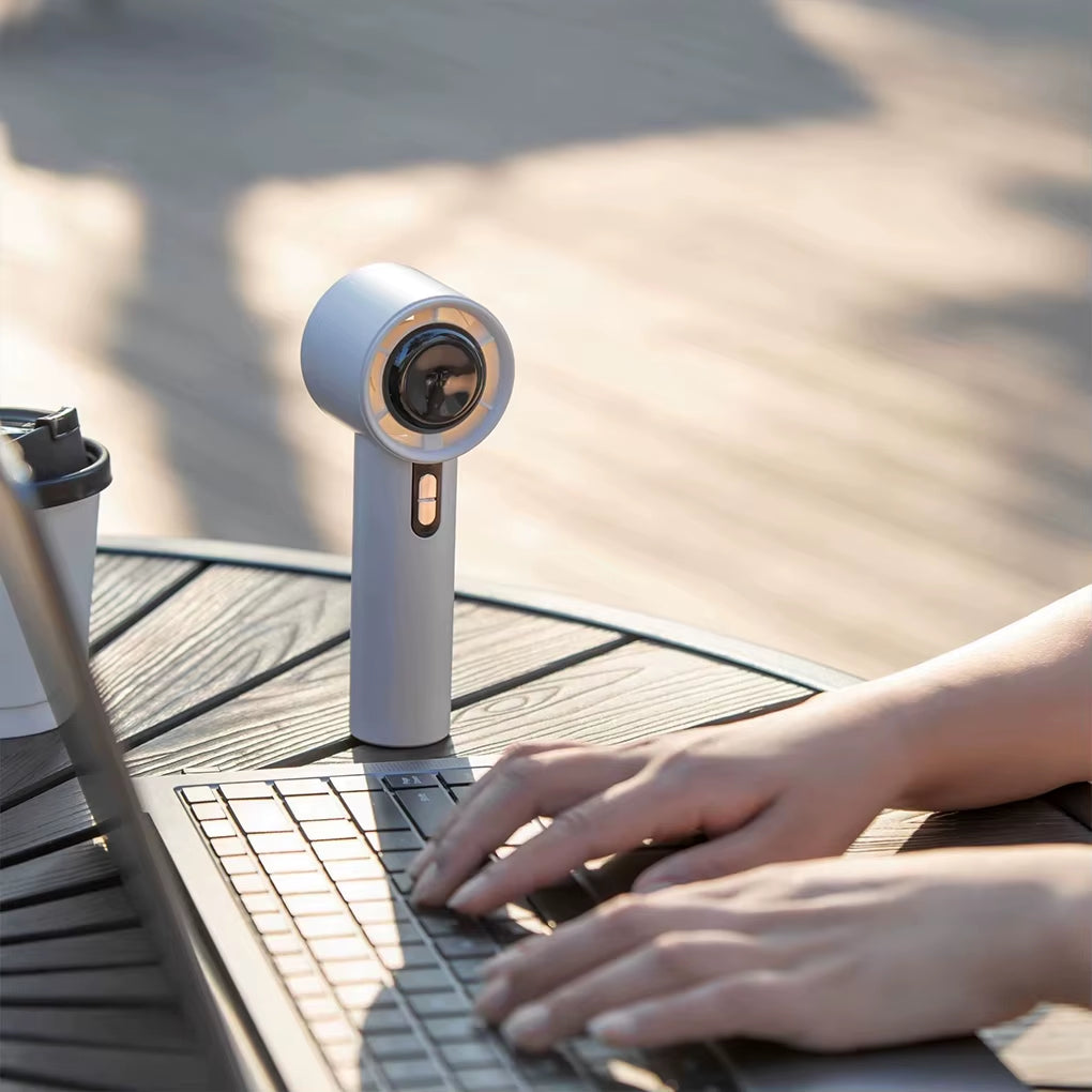 Portable Lightweight Handheld Fan ABS Mini Handheld Fan with USB Charging Digital LED Display Cool Air Guide System100-Speed