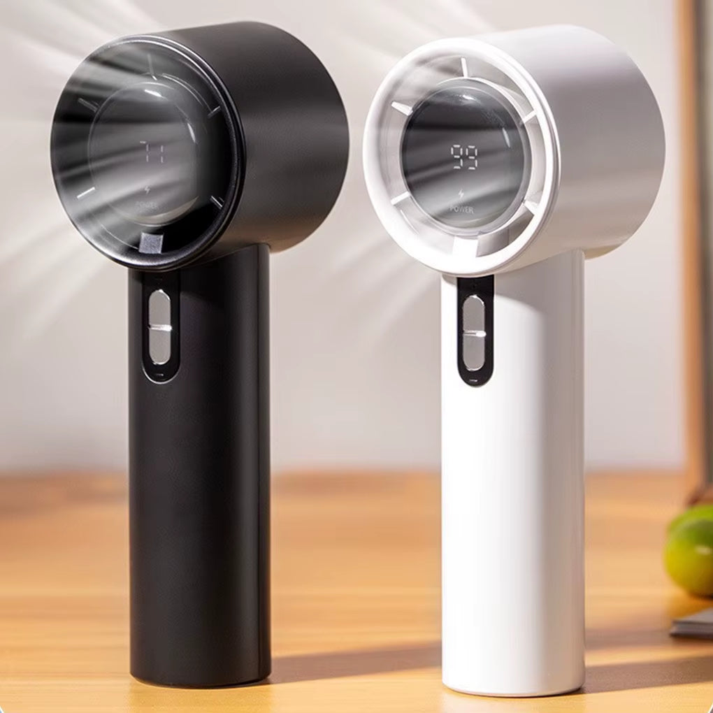 Portable Lightweight Handheld Fan ABS Mini Handheld Fan with USB Charging Digital LED Display Cool Air Guide System100-Speed